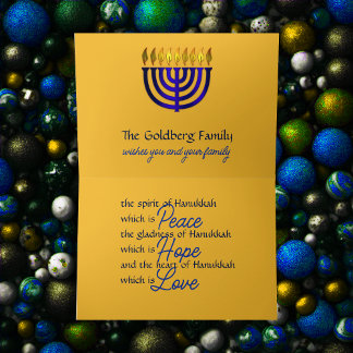 Cartão De Festividades Placa Hanukkah design Dentro Dourada