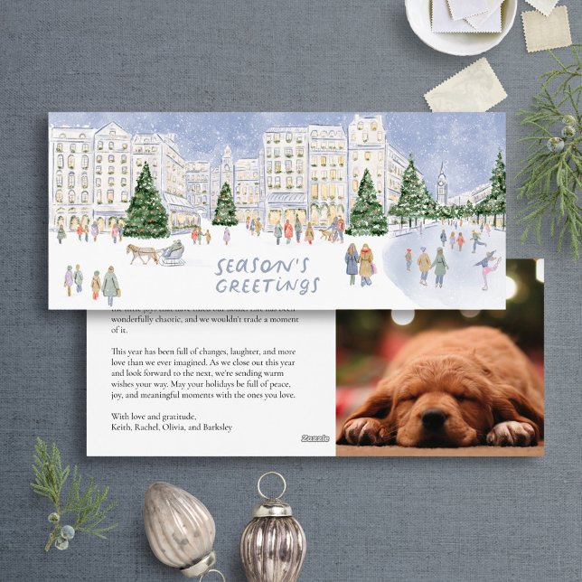 Cartão De Festividades Placa ilustrada de férias elegante para a cidade d (Criador carregado)