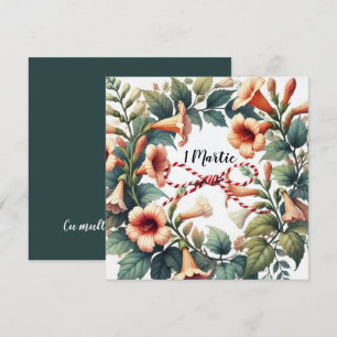 Cartão De Festividades Placa marcial personalizável com fundo floral