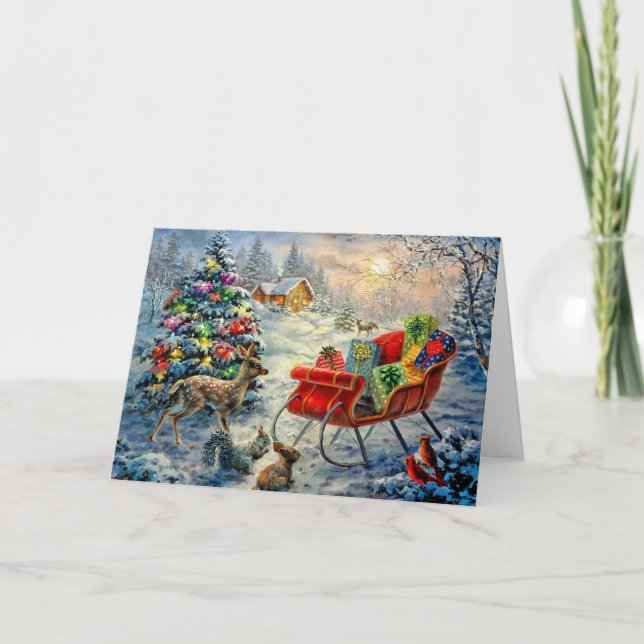 Cartão De Festividades placa natal vintage (Frente)