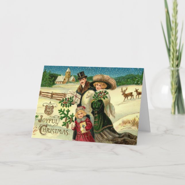 Cartão De Festividades placa natal vintage (Frente)