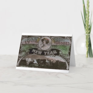 Cartão De Festividades Placa natal vintage   Austrália Feliz ano novo