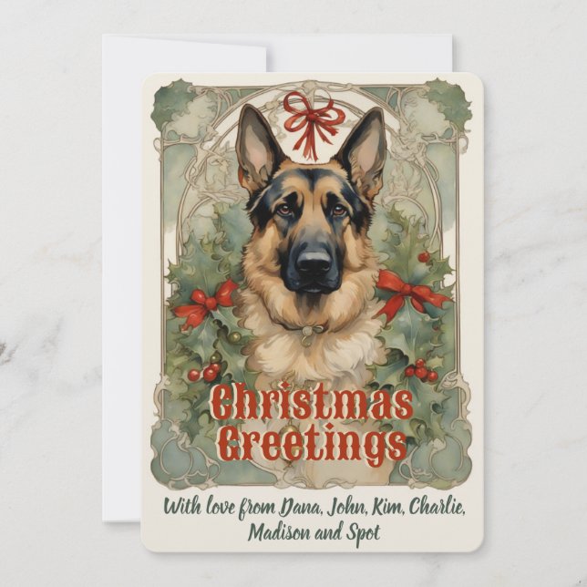 Cartão De Festividades Placa Natal vintage german shepherd (Frente)