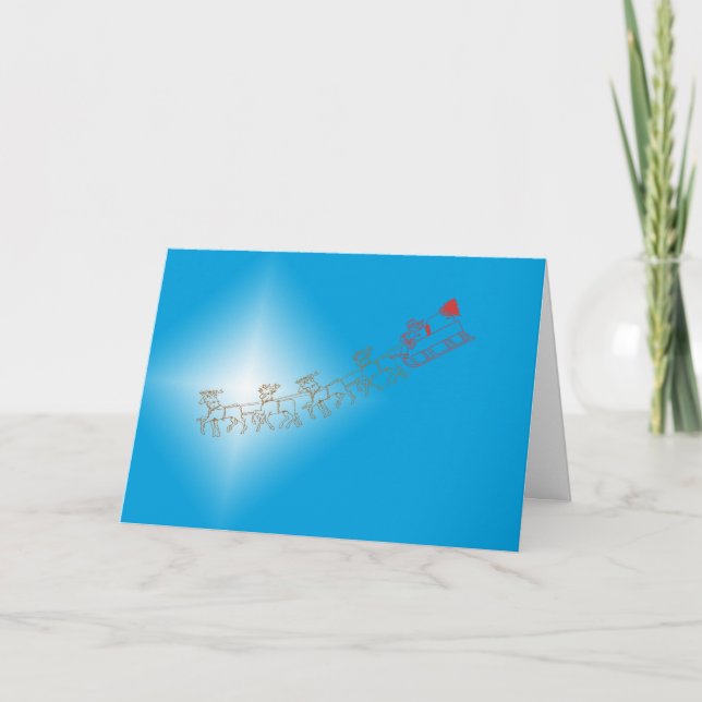 Cartão De Festividades Placa - Papais noeis e Sleigh (Frente)