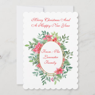 Cartão De Festividades Placa Personalizada Botânica Flat Xmas