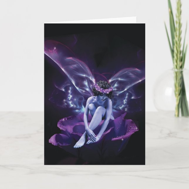 Cartão De Festividades Placa personalizada de fada de rosa (Frente)