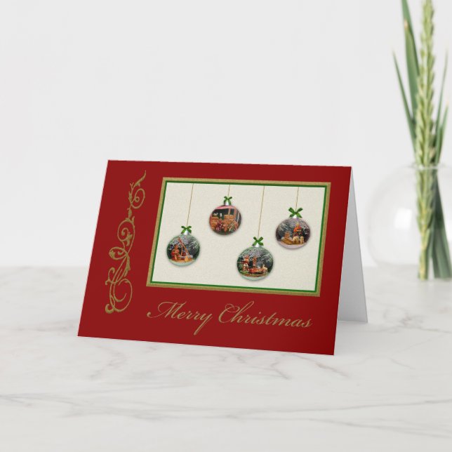 Cartão De Festividades Placa personalizável de cena natalícia (Frente)