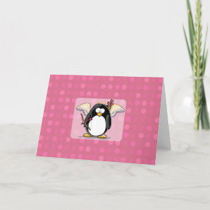 Cartão De Festividades Placa Pinguim Cupido