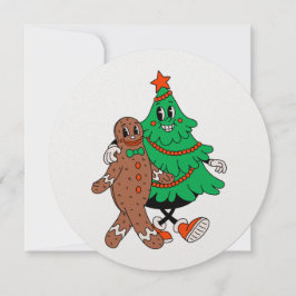 Cartão De Festividades Placa plana de árvore de Natal e pão de especiaria