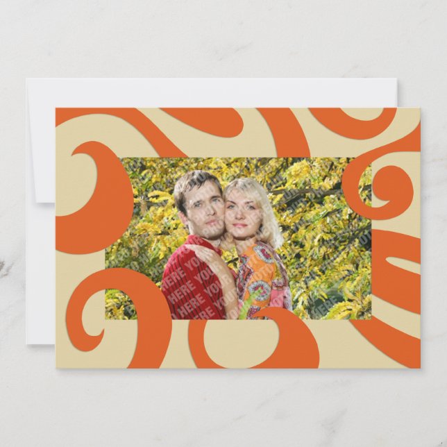 Cartão De Festividades Placa Plana de Foto do Groovy Mod Holiday (Frente)