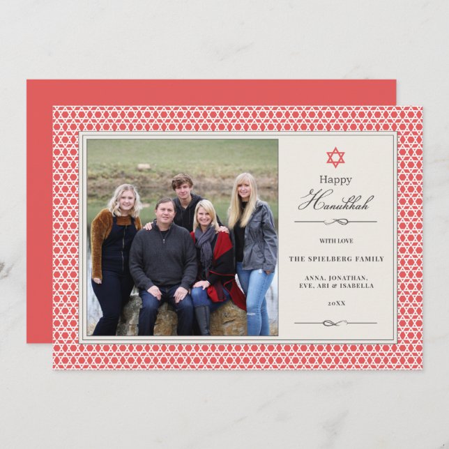 Cartão De Festividades Placa Plana de Fotografia do Chanucá Estrela Brilh (Frente/Verso)