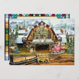 Cartão De Festividades Placa Plana de Natal Evergreen Barn 5"x7"