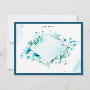 Cartão De Festividades Placa Plana de Papel Personalizado azul