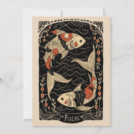 Cartão De Festividades Placa plana - Peixes Celestial Zodiac Art