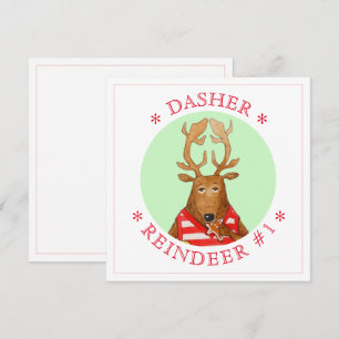 Cartão De Festividades Placa plana quadrada DASHER REINDEER 5,25"