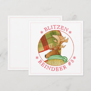 Cartão De Festividades Placa plana quadrada de 5,25 pol. BLITZEN REINDEER