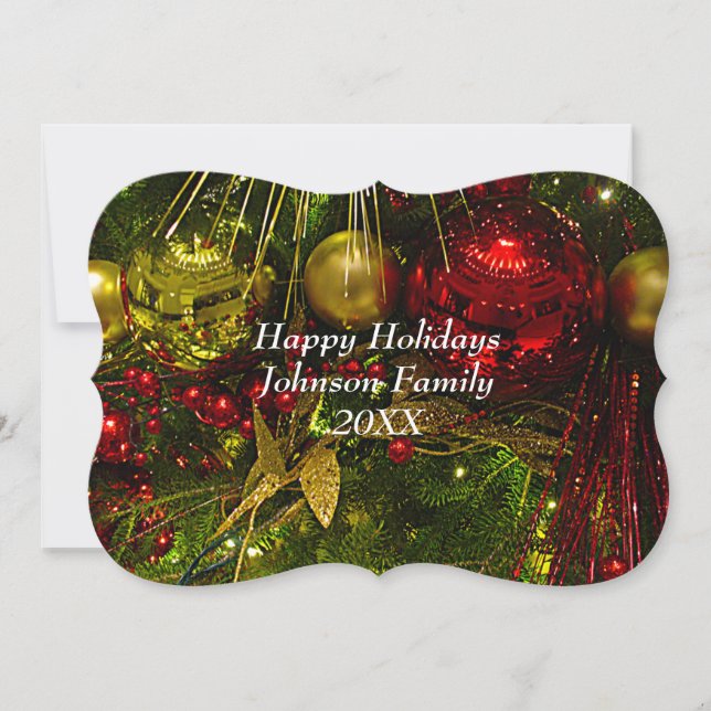 Cartão De Festividades Placa Plana Xmas de Enfeites de natal Vermelhos e  (Frente)