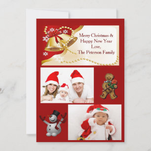 Cartão De Festividades Placa plana XMas Dourada, Miçangas e flocos de ne