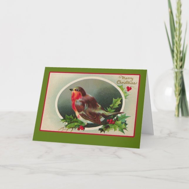 Cartão De Festividades Placa Robin Redbreast Natal vintage (Frente)