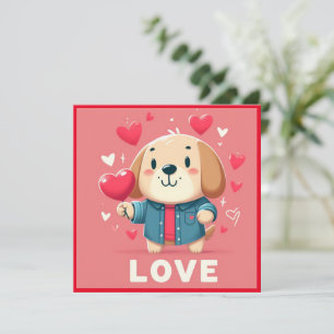 Cartão De Festividades Placa simples de cachorrinho de Dia de os namorado