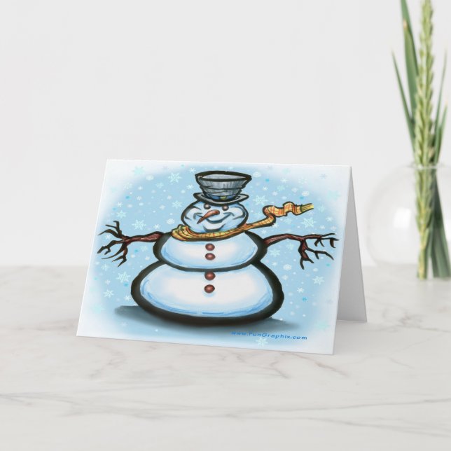 Cartão De Festividades Placa Snowman (Frente)