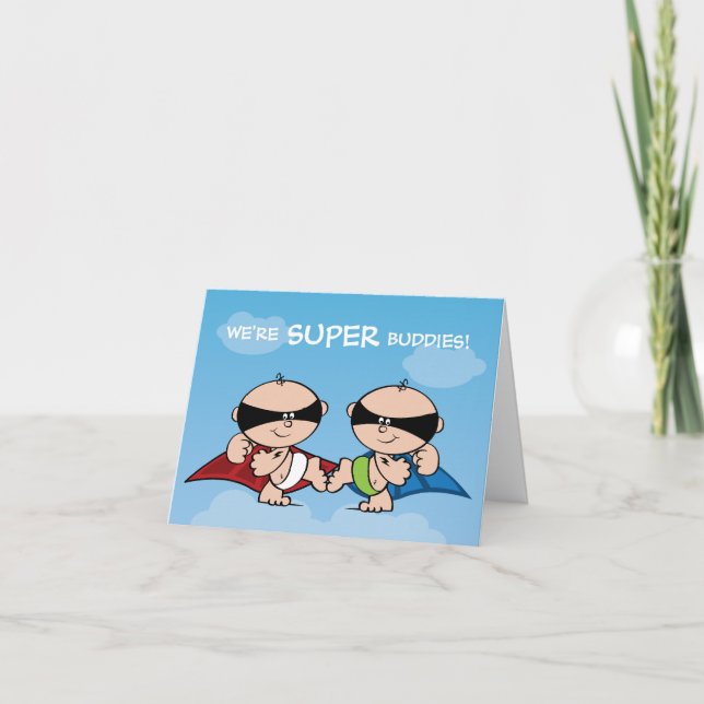 Cartão De Festividades Placa Super Buddies para Crianças namorados (Frente)
