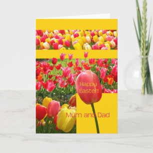 Cartão De Festividades Placa Tulip do Felz pascoa e mãe