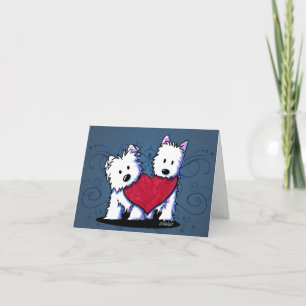Cartão De Festividades Placa Westie Duo de Coração