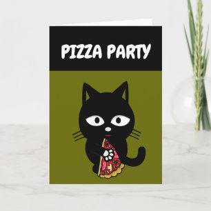 CARTÃO DE FESTIVIDADES PLACAS DE ANIVERSÁRIO DE PIZZA PARA COMER GATO
