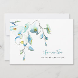 Cartão De Festividades Placas de Bridesmaid de Orquídea Azul