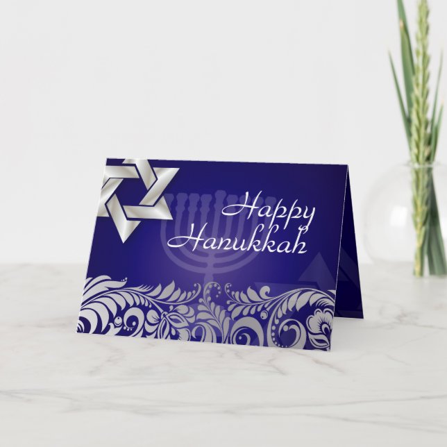 Cartão De Festividades Placas de Hanukkah Feliz PixDezines (Frente)