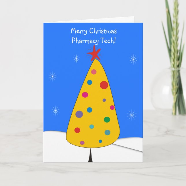 Cartão De Festividades Placas de natal da Farmácia Tech #4 Azul (Frente)