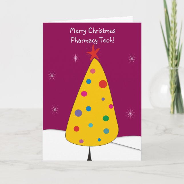Cartão De Festividades Placas de natal da Pharmacy Tech #4 Magenta (Frente)