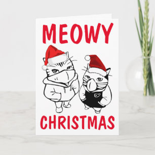 CARTÃO DE FESTIVIDADES PLACAS DE NATAL DE GATO 2020 MÁSCARAS PANDÊMICAS