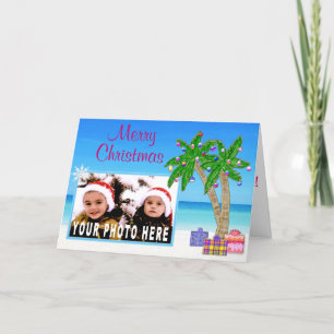Cartão De Festividades Placas de Natal PHOTO da Praia Personalizada