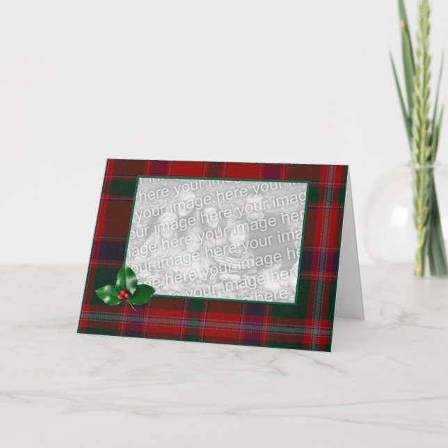 Cartão De Festividades Plaid Chrismtas Photo Greeting Card (Frente)