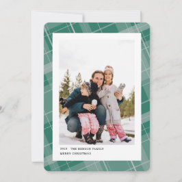 Cartão De Festividades Plaid Mínimo Uma Foto Turquesa Vertical