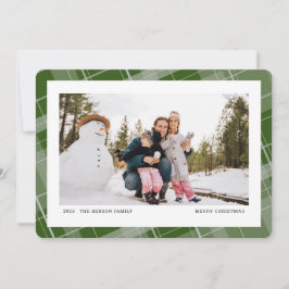 Cartão De Festividades Plaid Mínimo Uma Foto Verde Horizontal