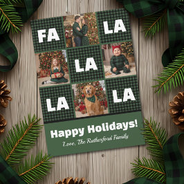 Cartão De Festividades Plaid Verde Rústico Fa La La Foto Personalizada Na