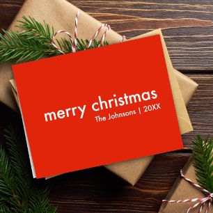 Cartão De Festividades Planície de Natal Nome vermelho mínimo brilhan