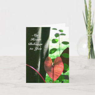 CARTÃO DE FESTIVIDADES PLANTA VERMELHA EM FORMA DE CORAÇÃO "MEU CORAÇÃO P