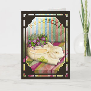 Cartão De Festividades Plantador do coelhinho da Páscoa na janela da loj