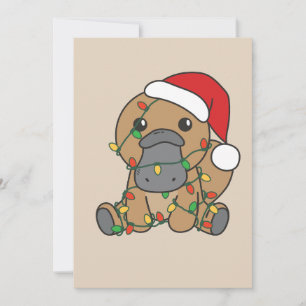 Cartão De Festividades Platypus Natal Animais de inverno no Platypus