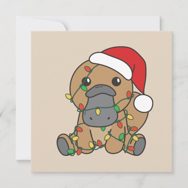 Cartão De Festividades Platypus Natal Animais de inverno no Platypus (Frente)