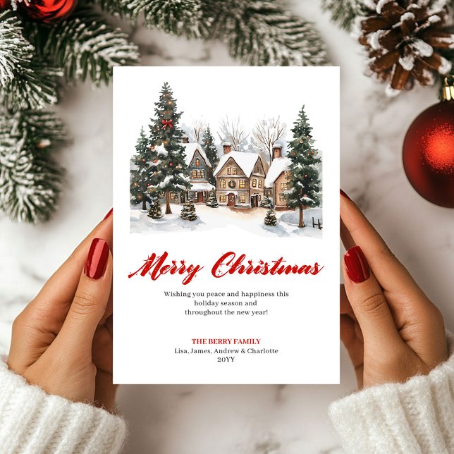 Cartão De Festividades Playful Cozy Holiday Scene Greeting Card (Playful Cozy Holiday Scene Greeting Card)