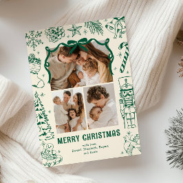 Cartão De Festividades Playful Doodle 3 Photo Christmas