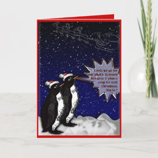 Cartão De Festividades Plotting Penguins