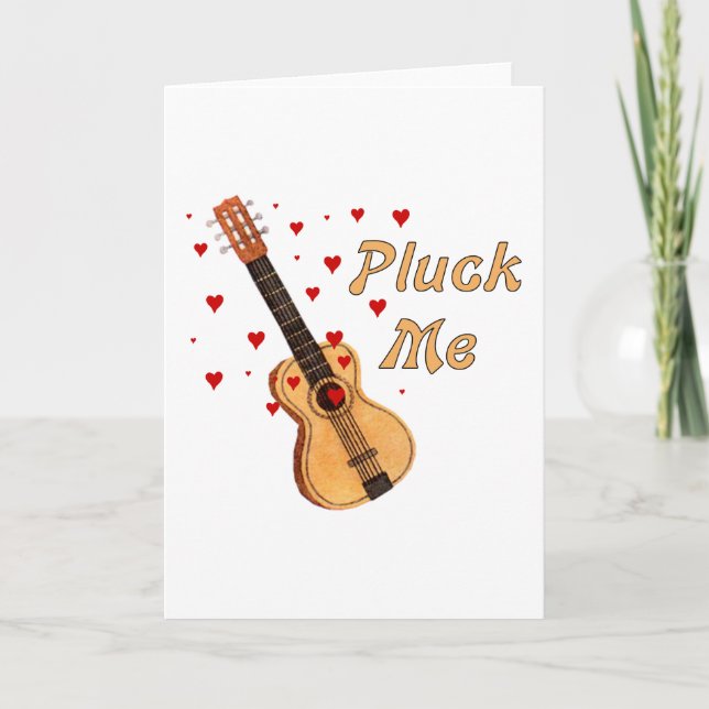 Cartão De Festividades Pluck Me Valentine Guitar (Frente)