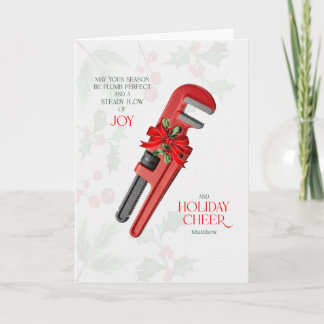 Cartão De Festividades Plumber Steady Flow of Joy and Cheer with Name
