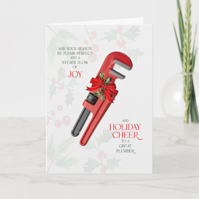 Cartão De Festividades Plumber Steady Flow of Joy and Seasonal Cheer (Frente)